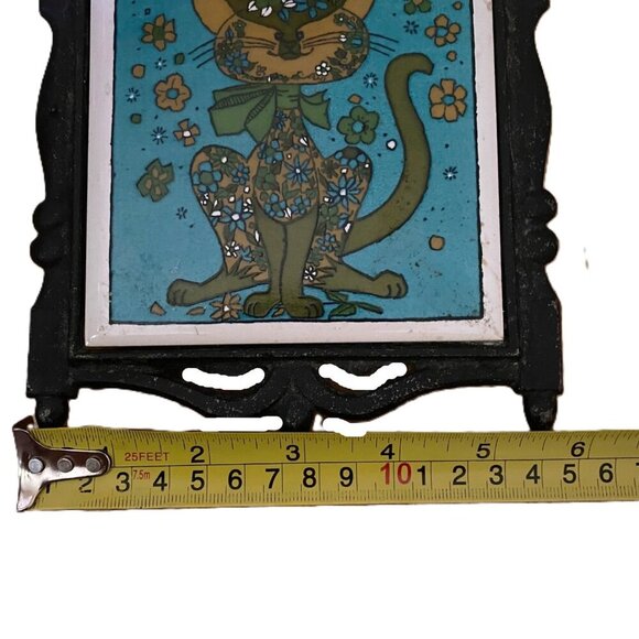 MCM Holt Howard Groovy 1970's Cat Tile Cast Iron Trivet, Wall Decor - Picture 8 of 10